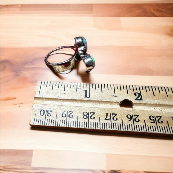 Aurora Opals in Solid Sterling Silver Flutter Ring - Picture 8 of 11